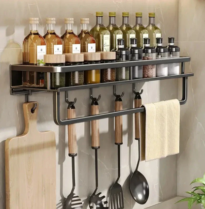 Niki | Metal Wall Shelf for Kitchen | Space-Saving Storage | Black