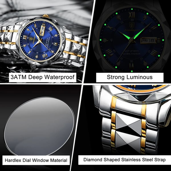 Niki Model 615 | Luxury Men's Watch | Japanese MIYOTA Quartz Movement | 316L Stainless Steel Case | Hardlex Crystal Glass | 3 ATM Waterproof | Luminescent Indices & Date
