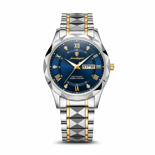 Niki Model 615 | Luxury Men's Watch | Japanese MIYOTA Quartz Movement | 316L Stainless Steel Case | Hardlex Crystal Glass | 3 ATM Waterproof | Luminescent Indices & Date