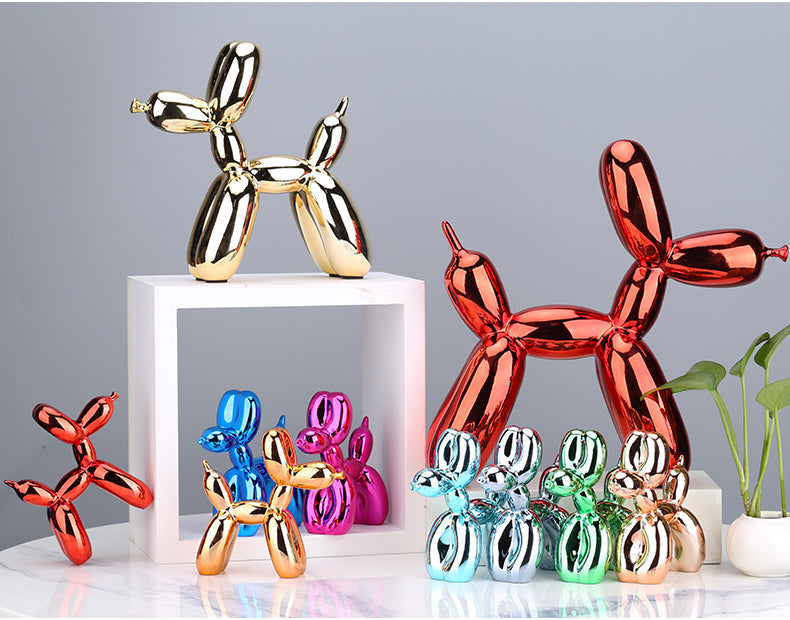 Niki – Modern Balloon Dog Sculpture with Metallic Surface