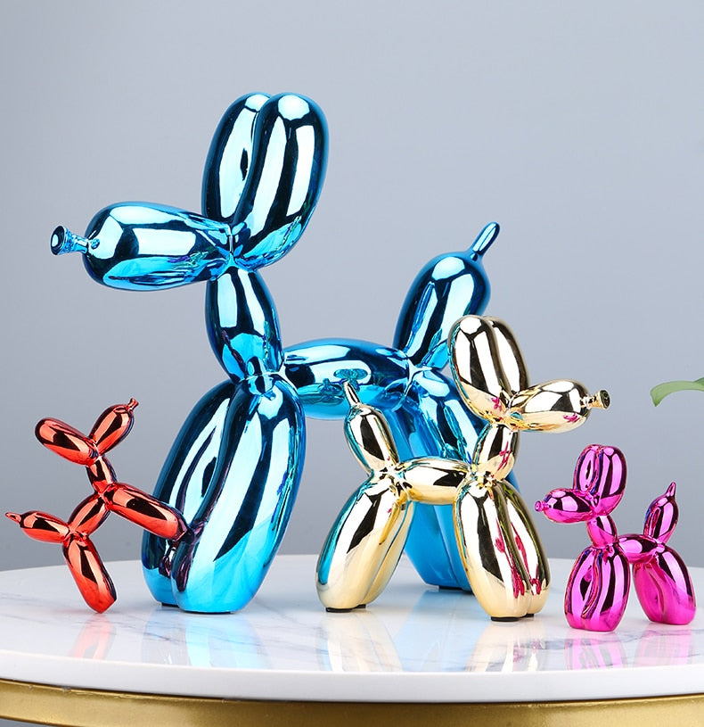 Niki – Modern Balloon Dog Sculpture with Metallic Surface