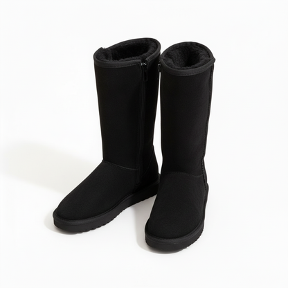 Niki | Nina | Waterproof Suede Boots with Sheepskin & Side Zip