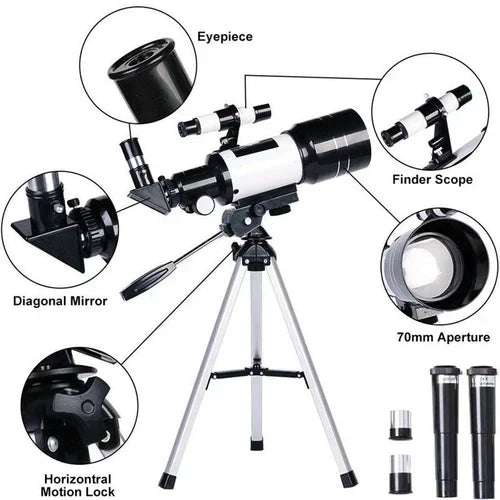 Niki | Astronomy Telescope | 70mm Aperture, 300mm Focus, Easy Setup