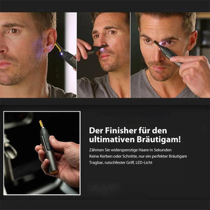 Niki | Professional Ultra-Thin Precision Trimmer | Titanium Stainless Steel Blades | Integrated LED Light | Micro-Oscillation Technology | For Nose, Ears & Contours