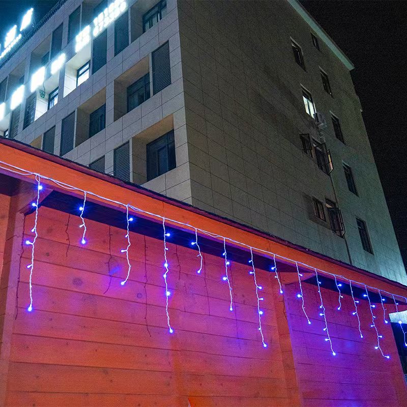 Niki | Quntis 50m LED Icicle Light String | IP44 Weatherproof | 36V Low Voltage | 500+ LEDs | Icicle Waterfall Effect | Warm White