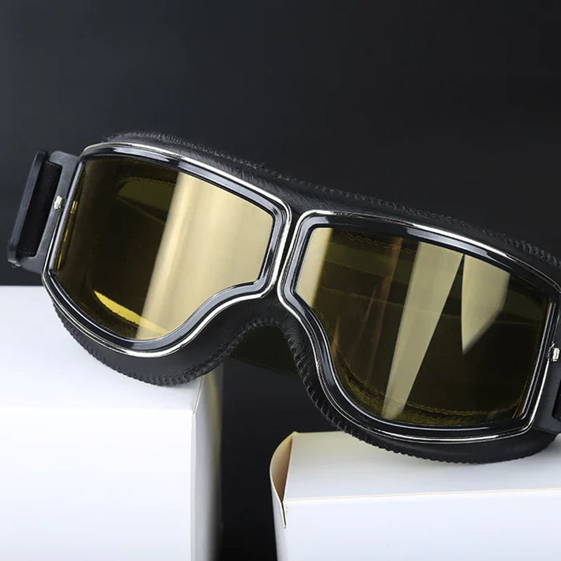 Niki | RoadRider | Vintage Motorcycle Goggles with Interchangeable Lenses and Comfort Padding