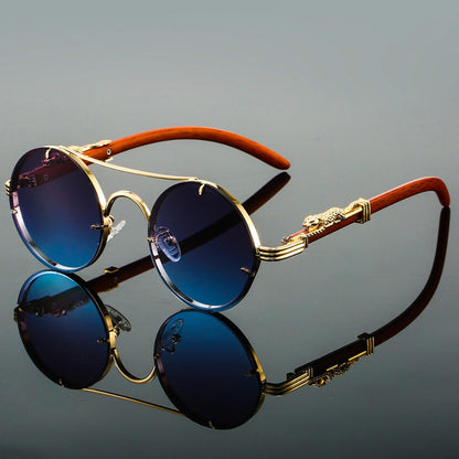Niki | Round Frame Fashion Sunglasses with Animal Detail