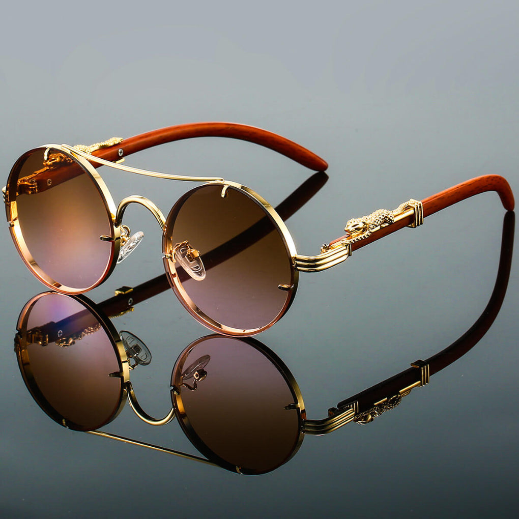 Niki | Round Sunglasses with Animal Detail