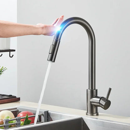 Niki | SmartTouch | Kitchen Faucet with Touch Sensor and Pull-Out Spray Head – Brushed Nickel