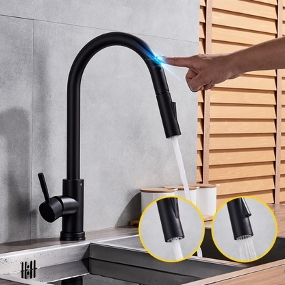 Niki | SmartTouch | Kitchen Faucet with Touch Sensor and Pull-Out Spray Head – Brushed Nickel