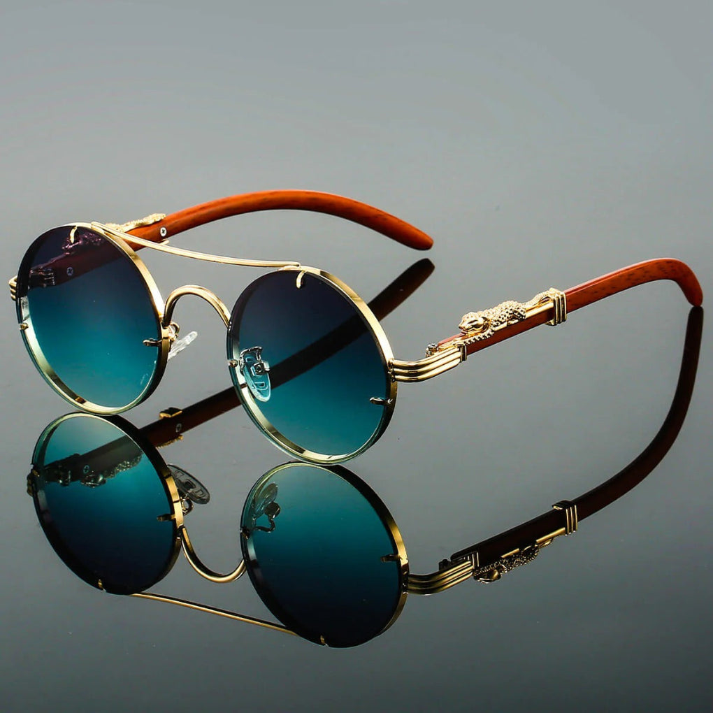 Niki | Unisex Round Sunglasses with Double Bridge and Animal Detail