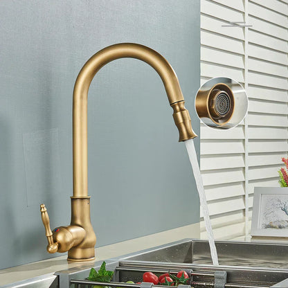 Niki | VintageTap Antique Brass Kitchen Tap – Retro Style Mixer Faucet with Swivel Spout