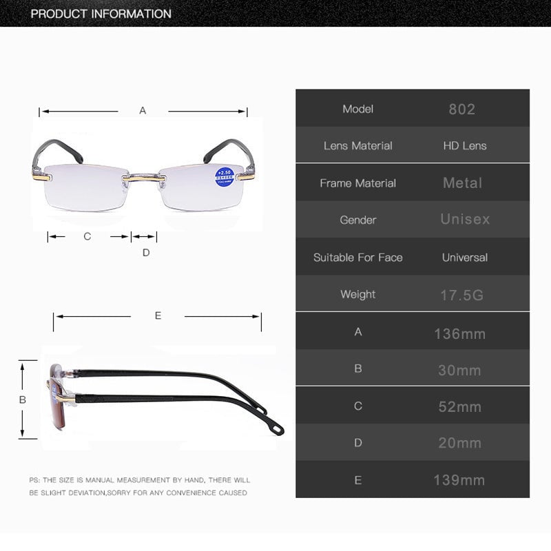 Niki | Viselio Intelligent Reading Glasses with Progressive Lenses | Ultra-Light & Blue Light Filter | For Near & Distant Vision | Titanium Frame TR90