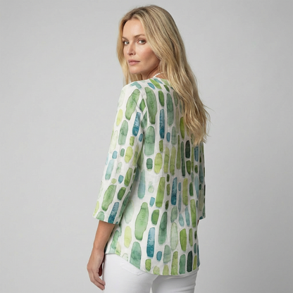 Niki | Watercolor Print V-Neck Blouse