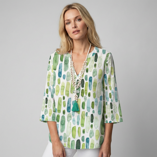 Niki | Watercolor Print V-Neck Blouse