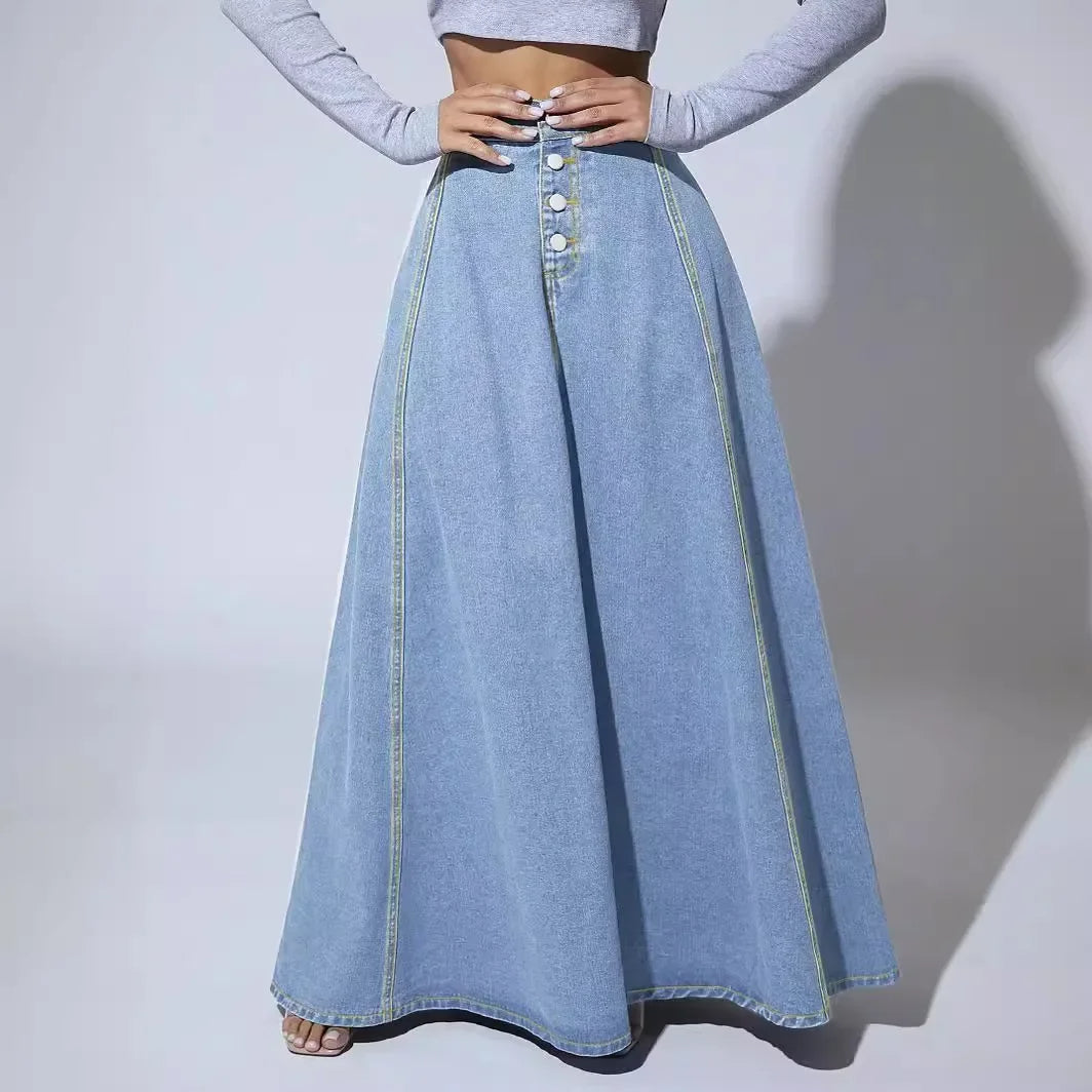 Niki | Women's Button-Front A-Line Maxi Skirt