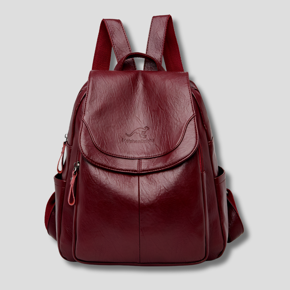 Niki | Women's Leather Backpack with Secure Closure and Embossed Detail