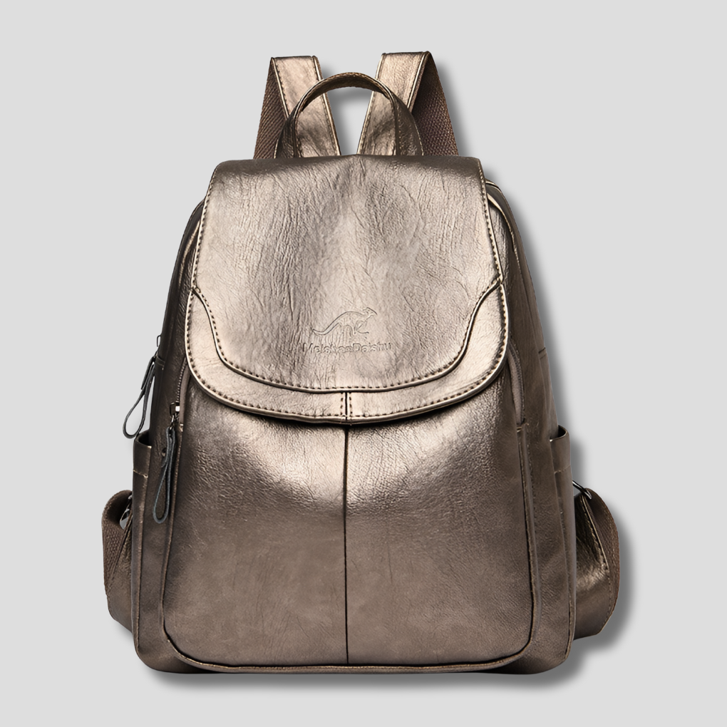 Niki | Women's Leather Backpack with Secure Closure and Embossed Detail