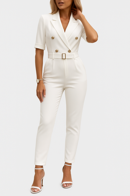 Tailored Belted Double-Breasted Jumpsuit