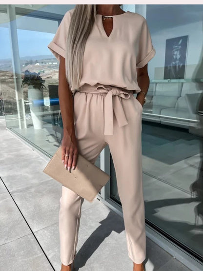 Niki | Belted Wide Leg Jumpsuit