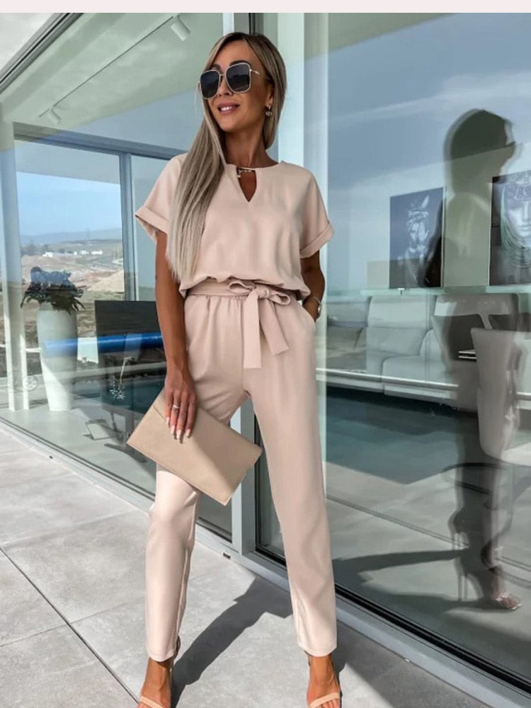 Niki | Belted Wide Leg Jumpsuit
