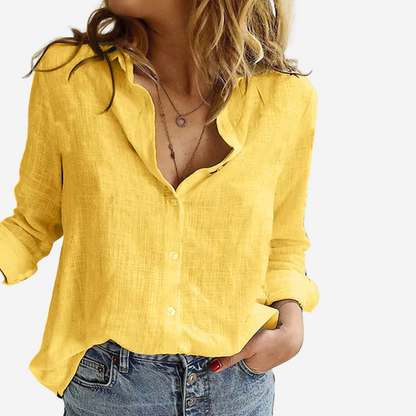 Women's Relaxed Linen Blend Button-Down Shirt