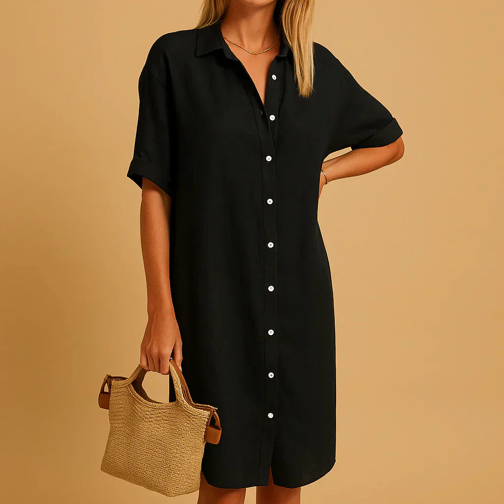 Niki | Relaxed Cotton Blend Shirt Dress