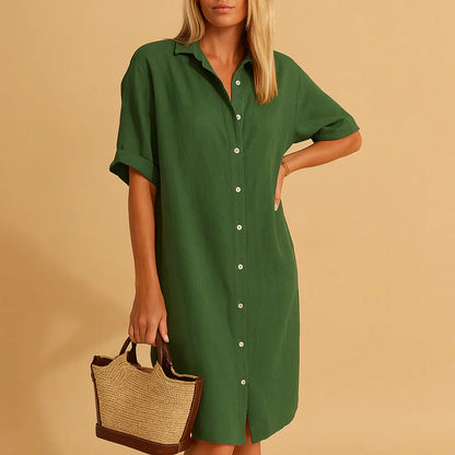 Niki | Relaxed Cotton Blend Shirt Dress