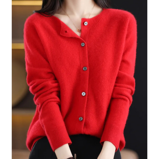 Women's Button-Front Cardigan in Merino Wool