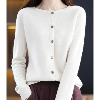Women's Button-Front Cardigan in Merino Wool