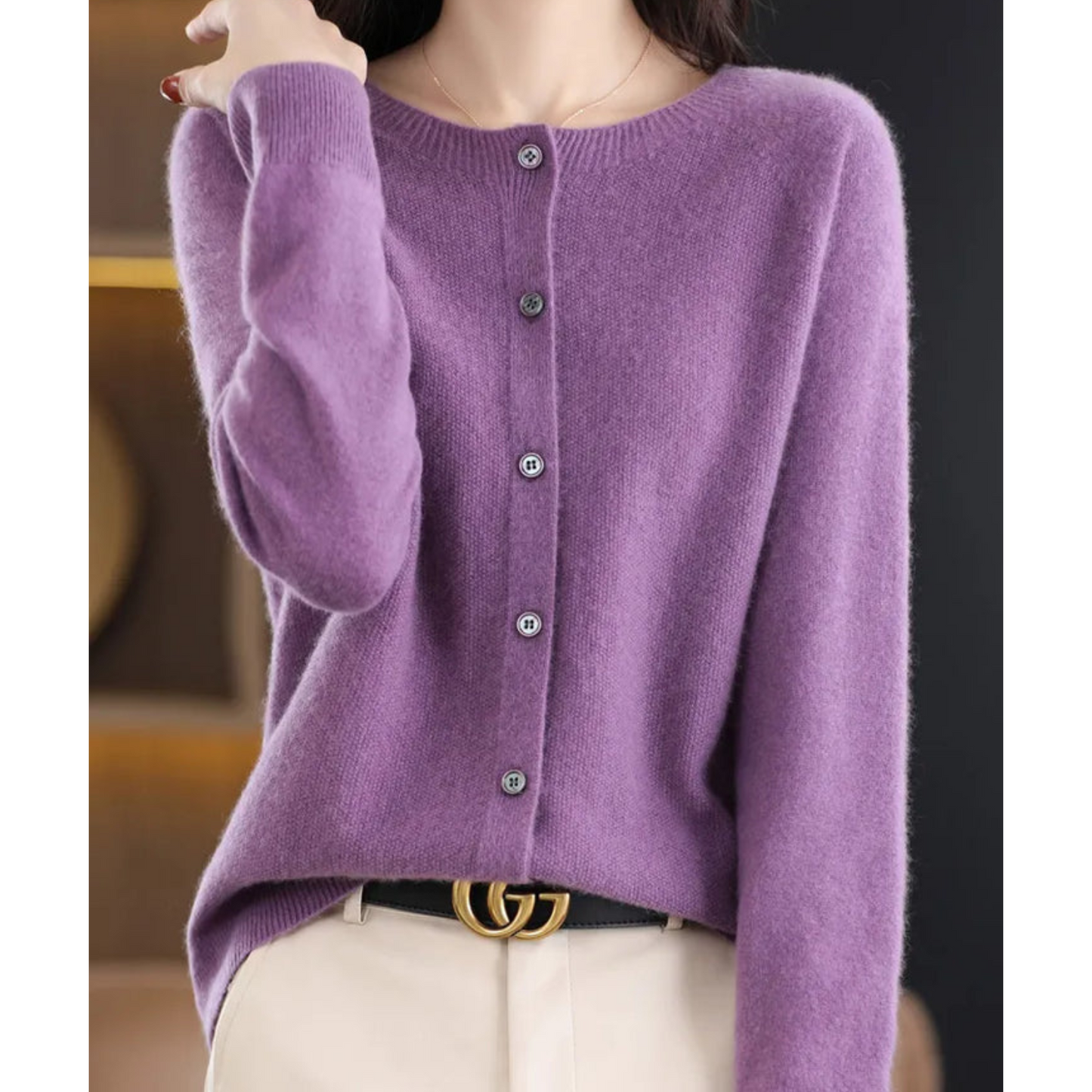 Niki | Women's button-front cardigan in merino cashmere blend