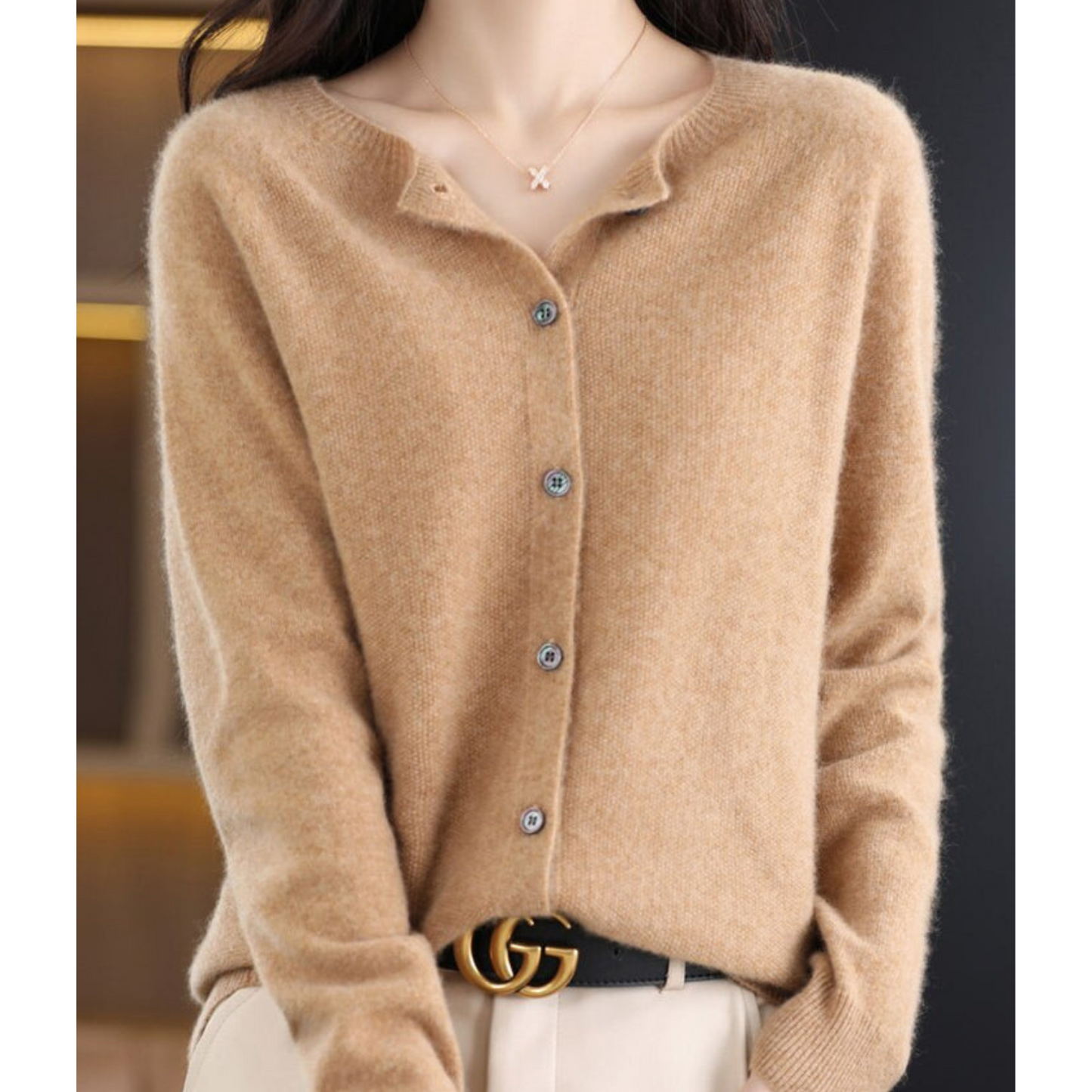 Niki | Women's button-front cardigan in merino cashmere blend