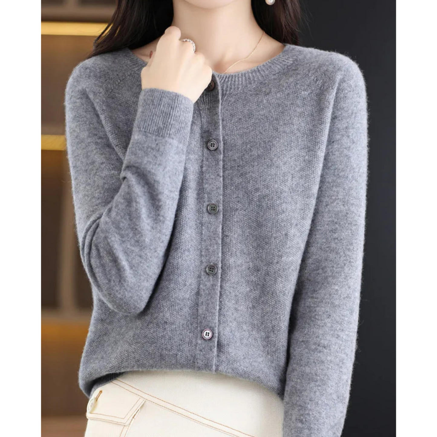 Niki | Women's button-front cardigan in merino cashmere blend