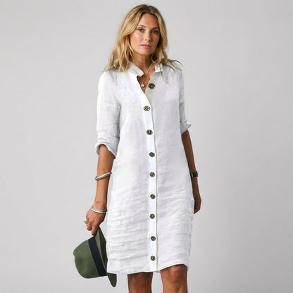 Niki | Lightweight Linen Button-Front Dress