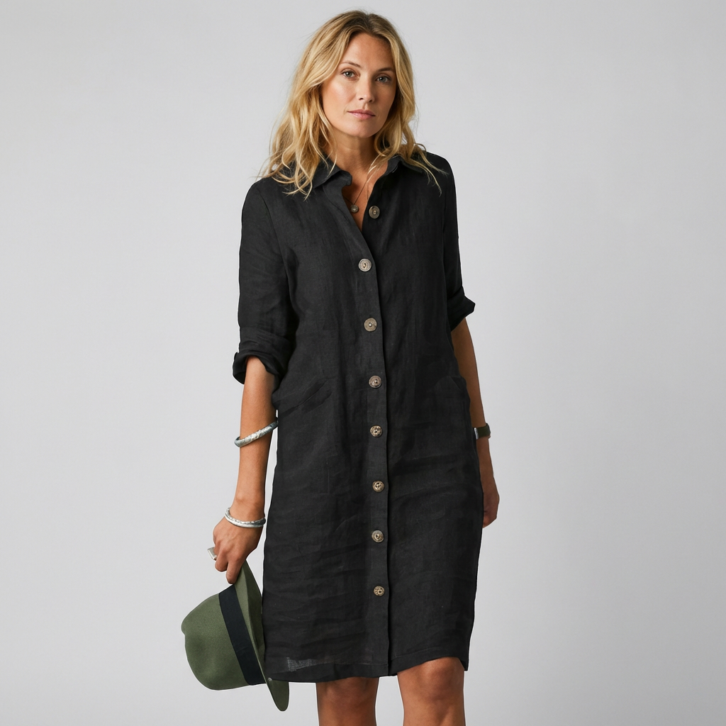 Niki | Lightweight Linen Button-Front Dress
