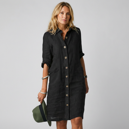 Niki | Lightweight Linen Button-Front Dress
