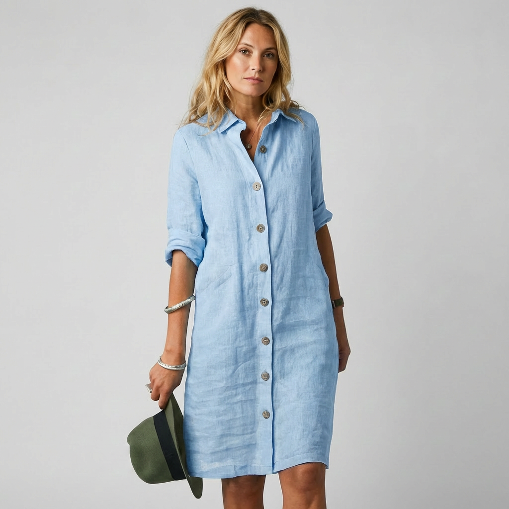 Niki | Lightweight Linen Button-Front Dress