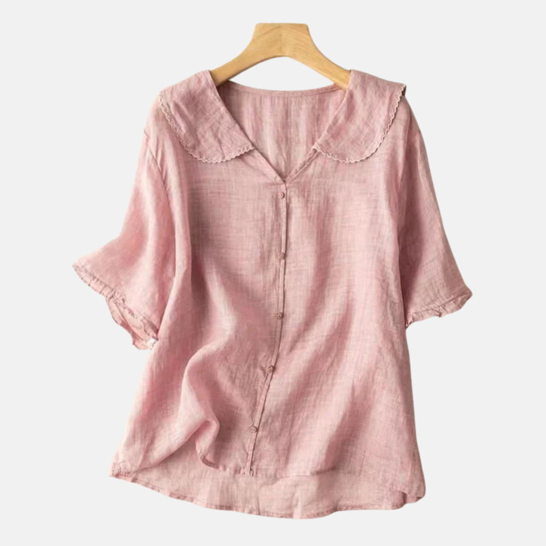 Niki | Women's Vintage Doll Collar Button-Up Shirt