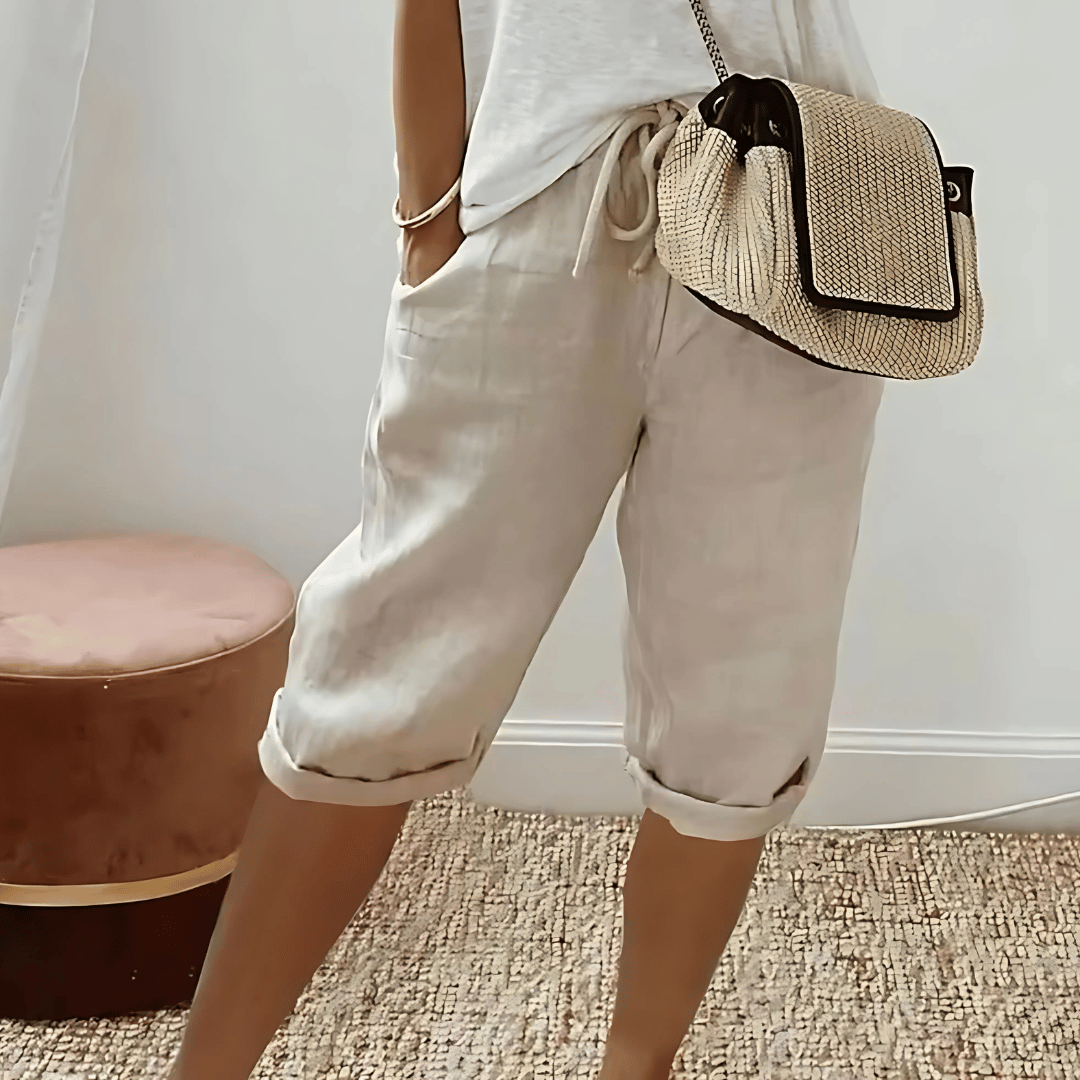 Niki | Breezy Cotton Linen Blend Harem Shorts