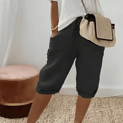 Niki | Breezy Cotton Linen Blend Harem Shorts