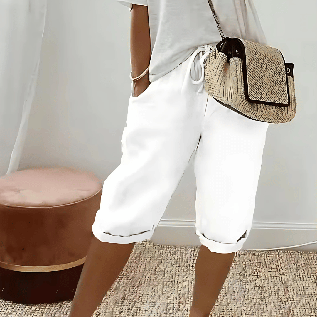 Niki | Breezy Cotton Linen Blend Harem Shorts