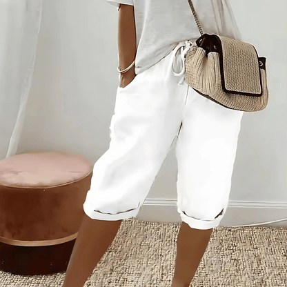 Niki | Breezy Cotton Linen Blend Harem Shorts