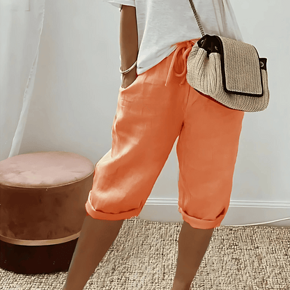 Niki | Breezy Cotton Linen Blend Harem Shorts