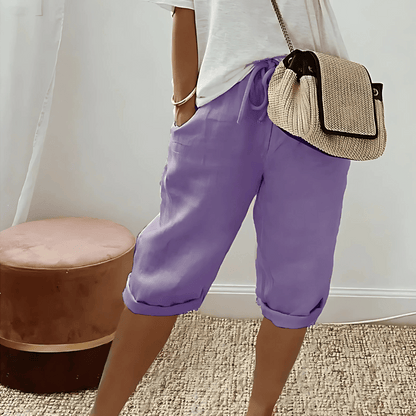 Niki | Breezy Cotton Linen Blend Harem Shorts