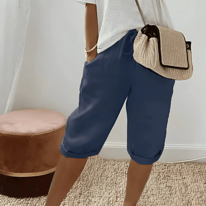 Niki | Breezy Cotton Linen Blend Harem Shorts