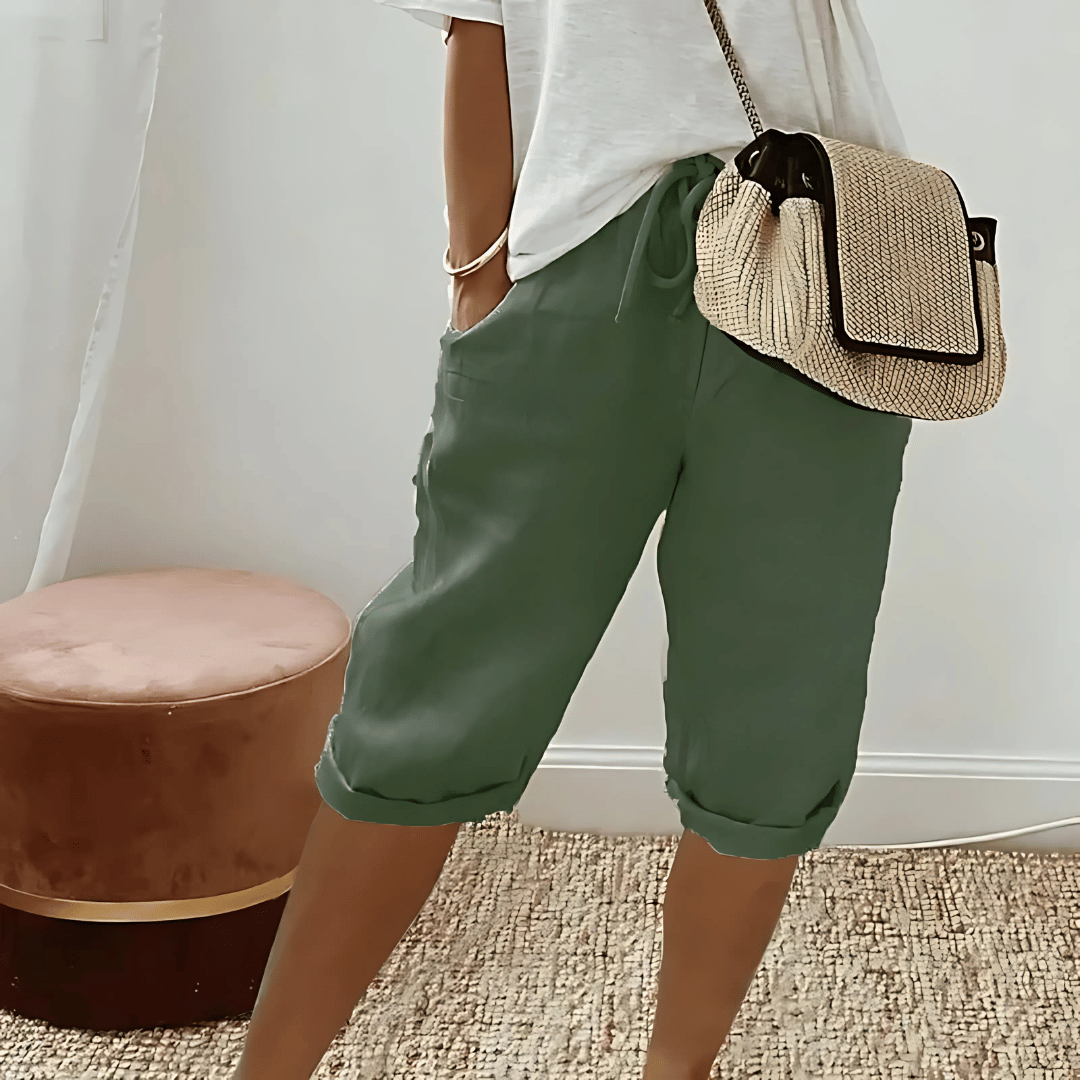 Niki | Breezy Cotton Linen Blend Harem Shorts