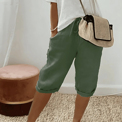 Niki | Breezy Cotton Linen Blend Harem Shorts