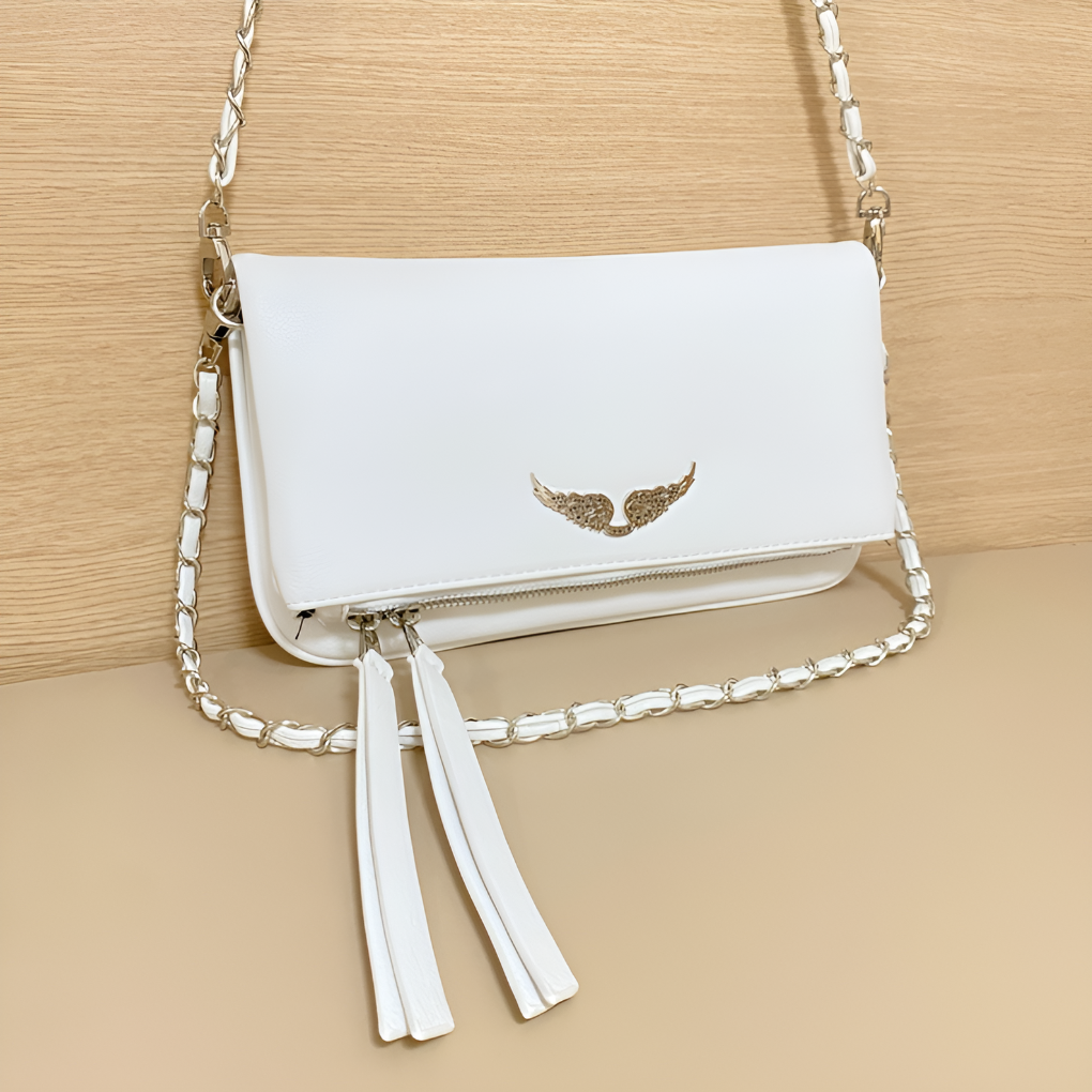 Niki | Women's Chain Strap Clutch Bag with Wing Detail
