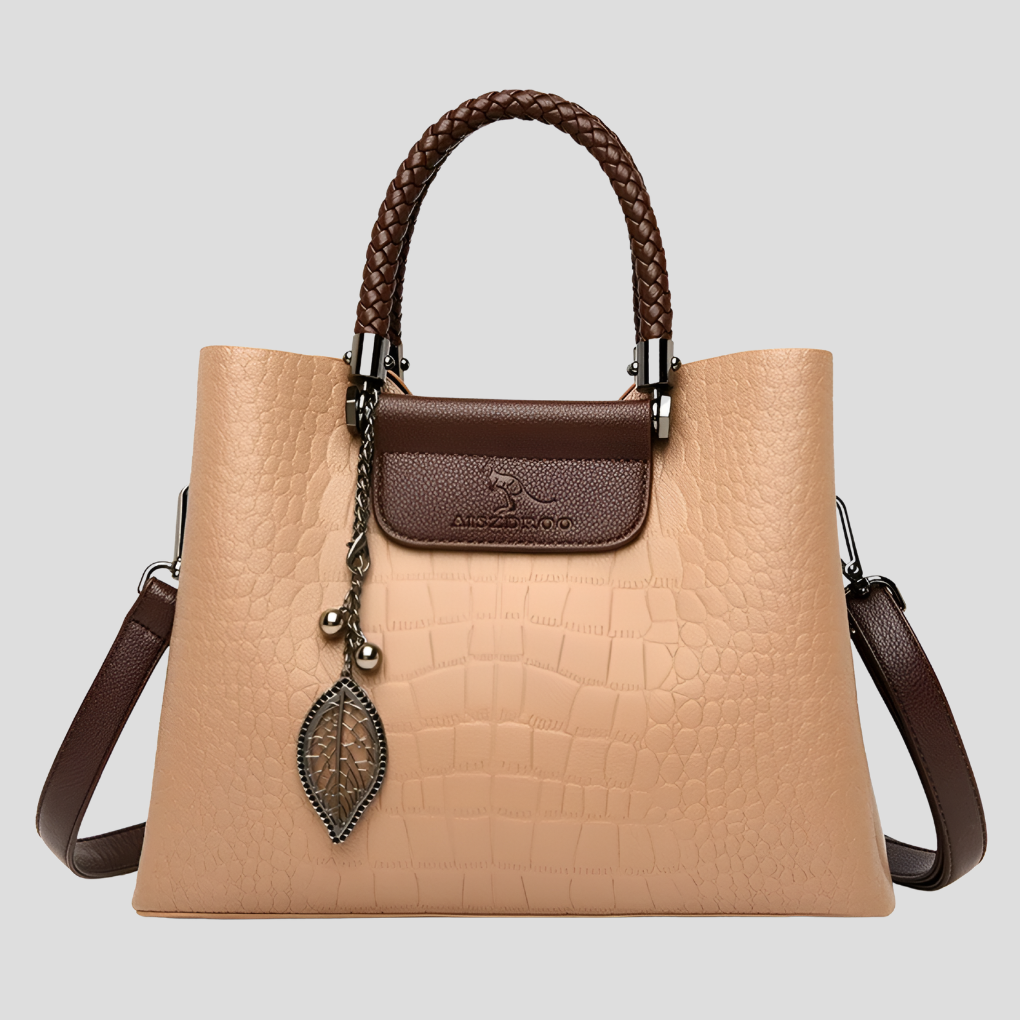 Niki | Women's Croc Embossed Tote Bag with Braided Handles