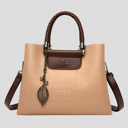 Niki | Women's Croc Embossed Tote Bag with Braided Handles